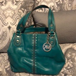 Michael Kors teal studded satchel